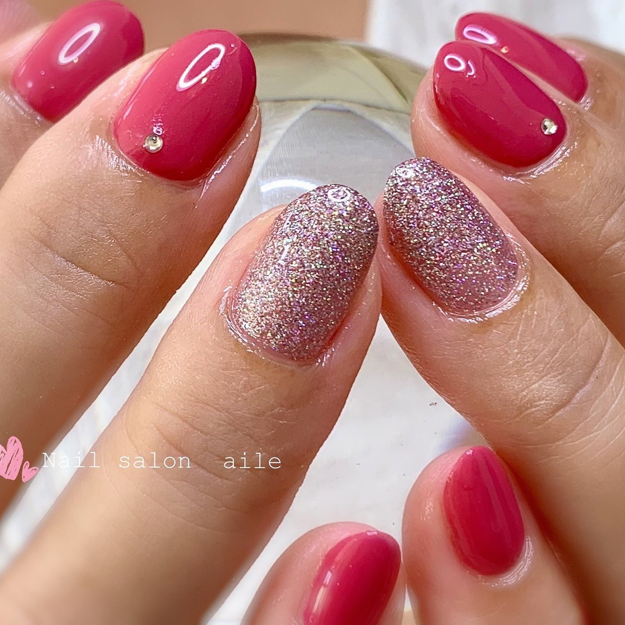 オールシーズン ハンド シンプル ラメ ワンカラー Nail Salon Aileのネイルデザイン No ネイルブック