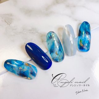 人気順 ニュアンス 青べっ甲ネイルのネイルデザイン ネイルブック