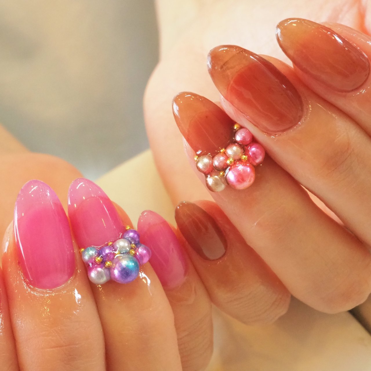 夏 秋 ハンド ビジュー パール Nailsalon Heavensのネイルデザイン No ネイルブック