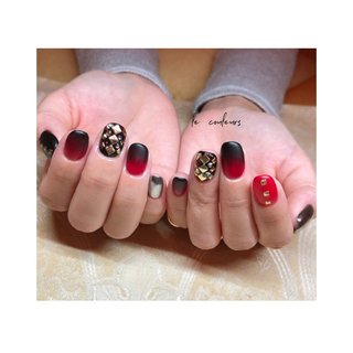 人気順 グラデーション 赤と黒のネイルデザイン ネイルブック