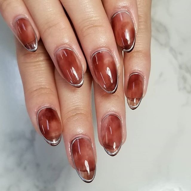 ハンド ボルドー ブラウン メタリック Kittystyleのネイルデザイン No ネイルブック