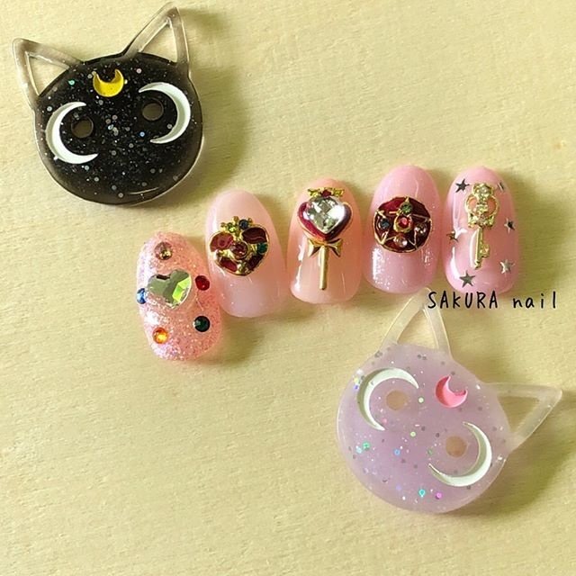オールシーズン ハート 星 ピンク ジェル Sakura Nailのネイルデザイン No ネイルブック