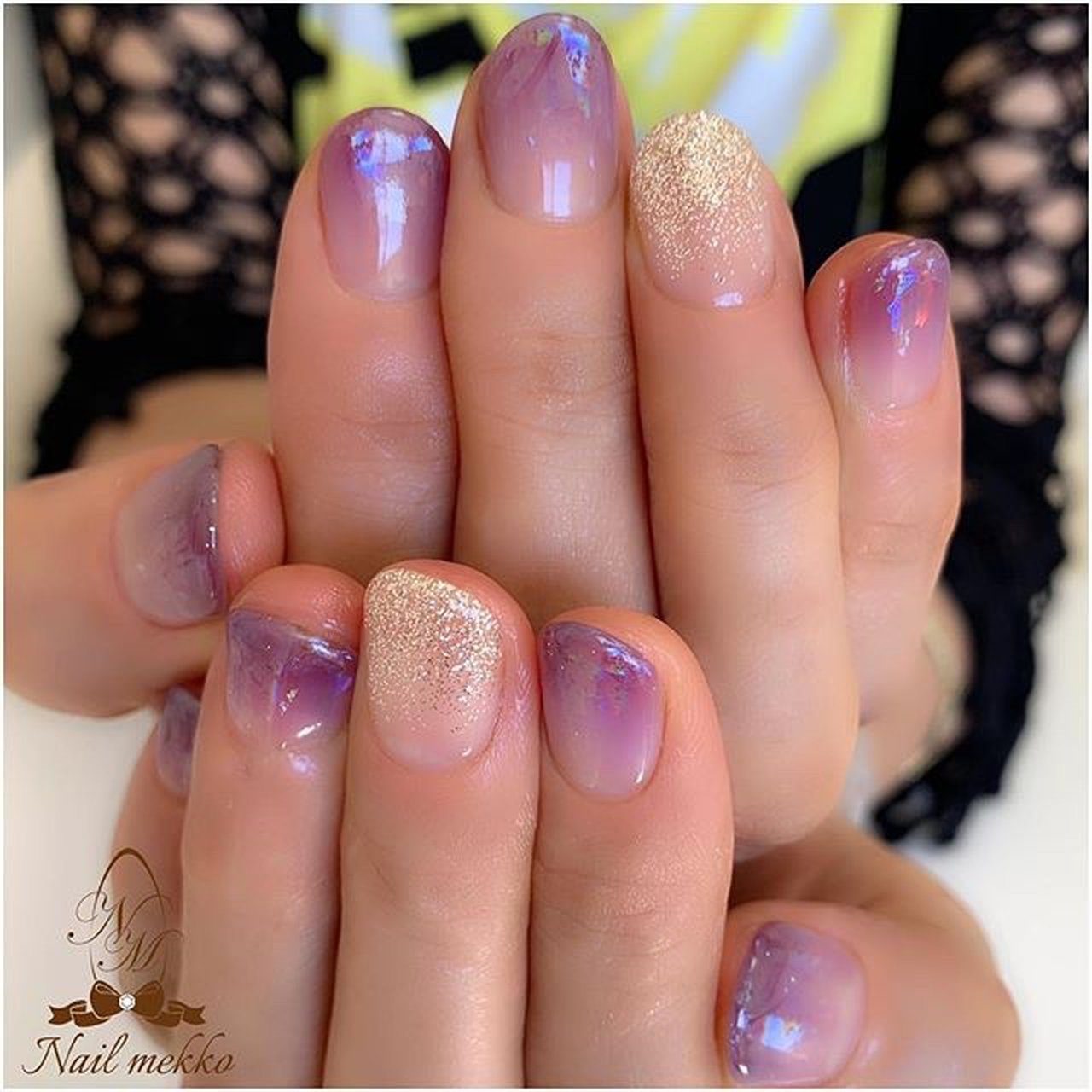 ハンド シンプル グラデーション ラメ オーロラ Nail Mekkoのネイルデザイン No ネイルブック