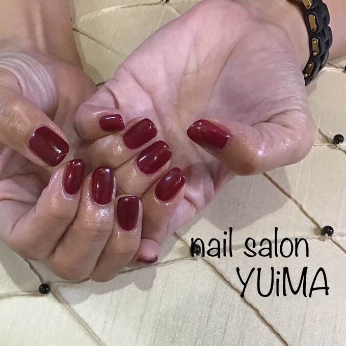 秋 ハンド シンプル ミディアム ボルドー Yuimaのネイルデザイン No ネイルブック