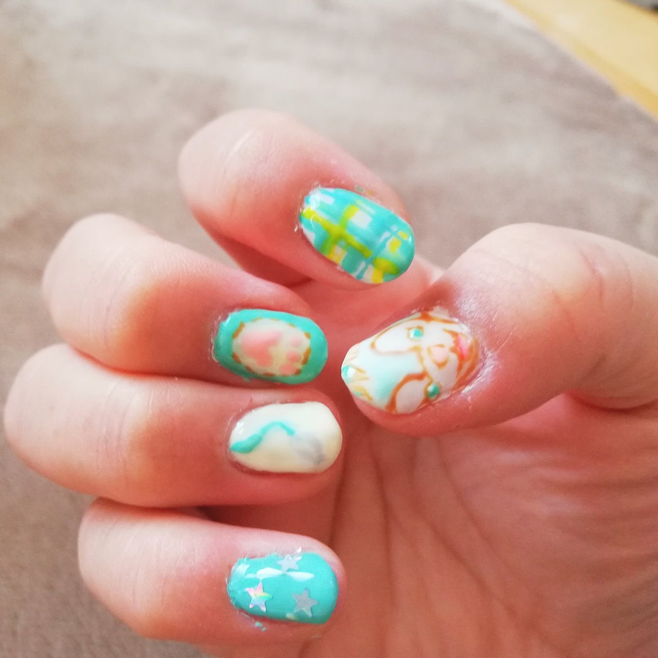 オールシーズン ハンド チェック イニシャル キャラクター Nekoil Nailのネイルデザイン No ネイルブック