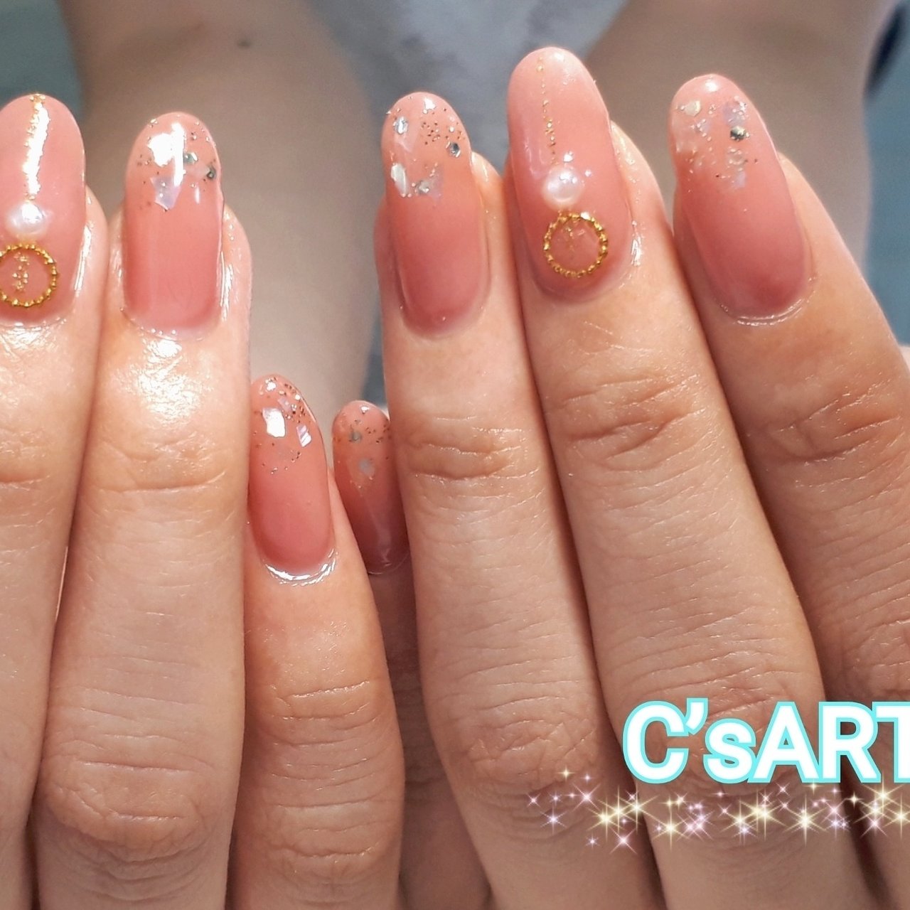 オールシーズン ブライダル パーティー ハンド シェル Chikako Sasakiのネイルデザイン No ネイルブック