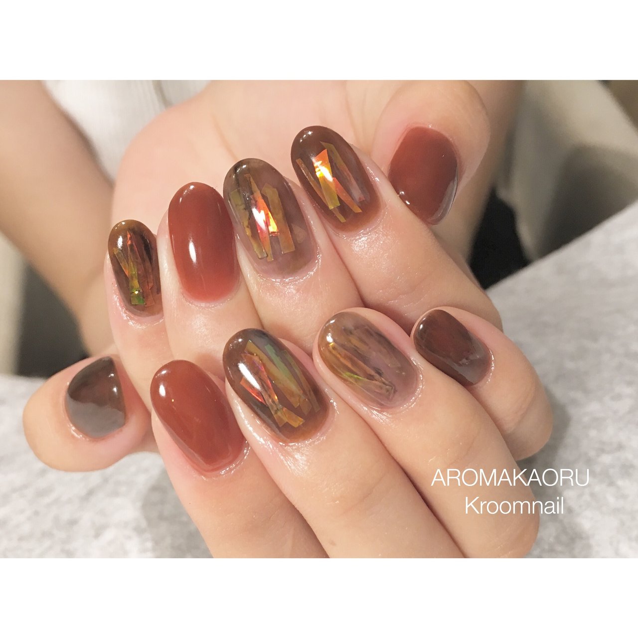 秋 冬 女子会 ハンド オーロラ Kroom Nailのネイルデザイン No ネイルブック