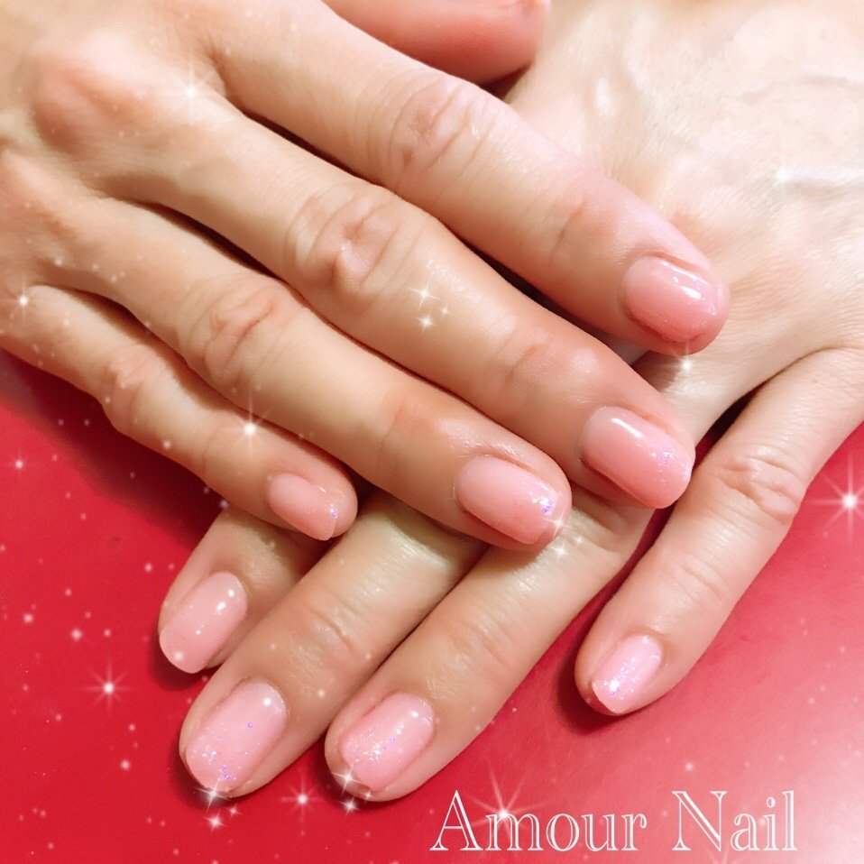 ハンド シンプル グラデーション ショート クリア Amour Nailのネイルデザイン No ネイルブック