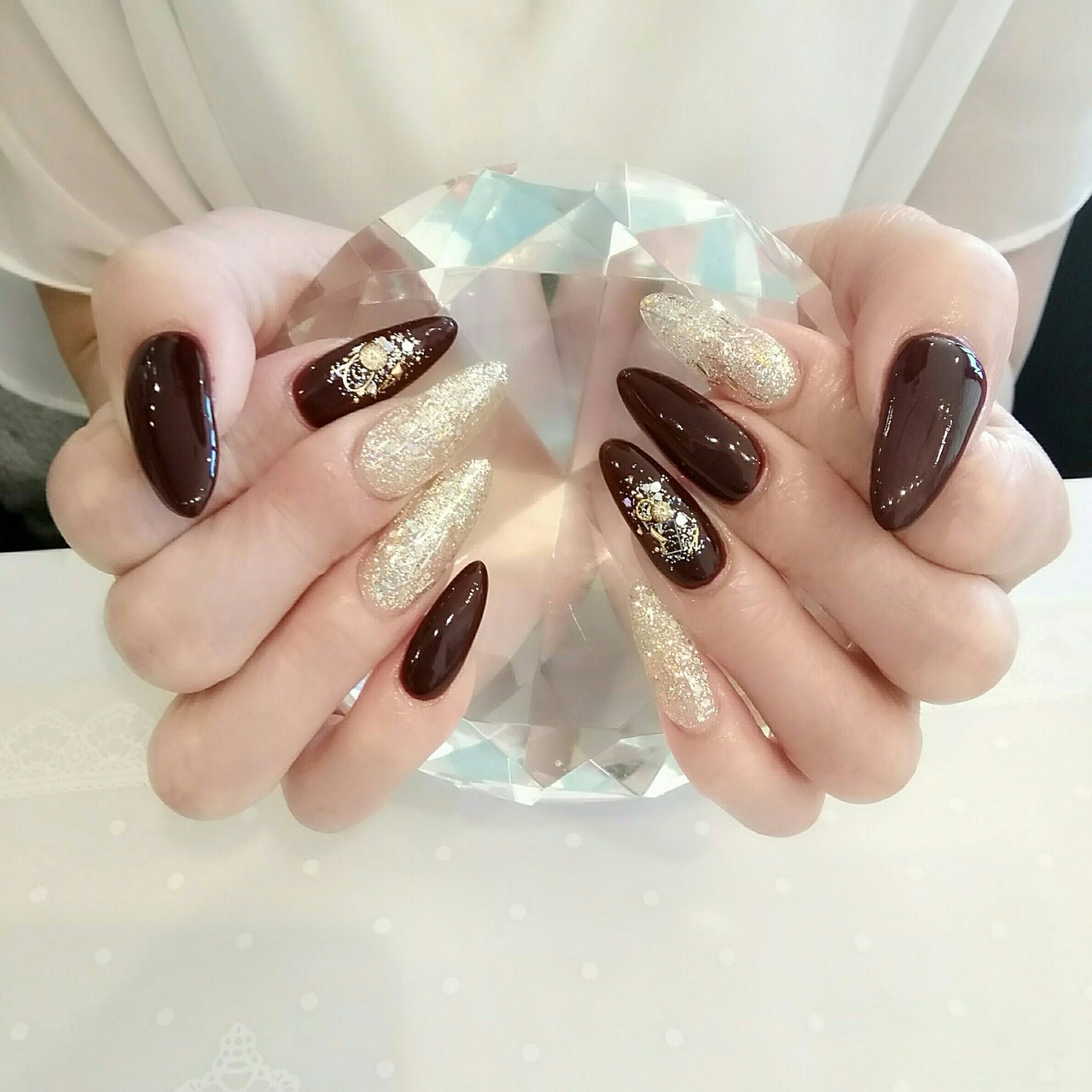 秋 パーティー ハンド ラメ ワンカラー Naildoubleのネイルデザイン No 4649234 ネイルブック