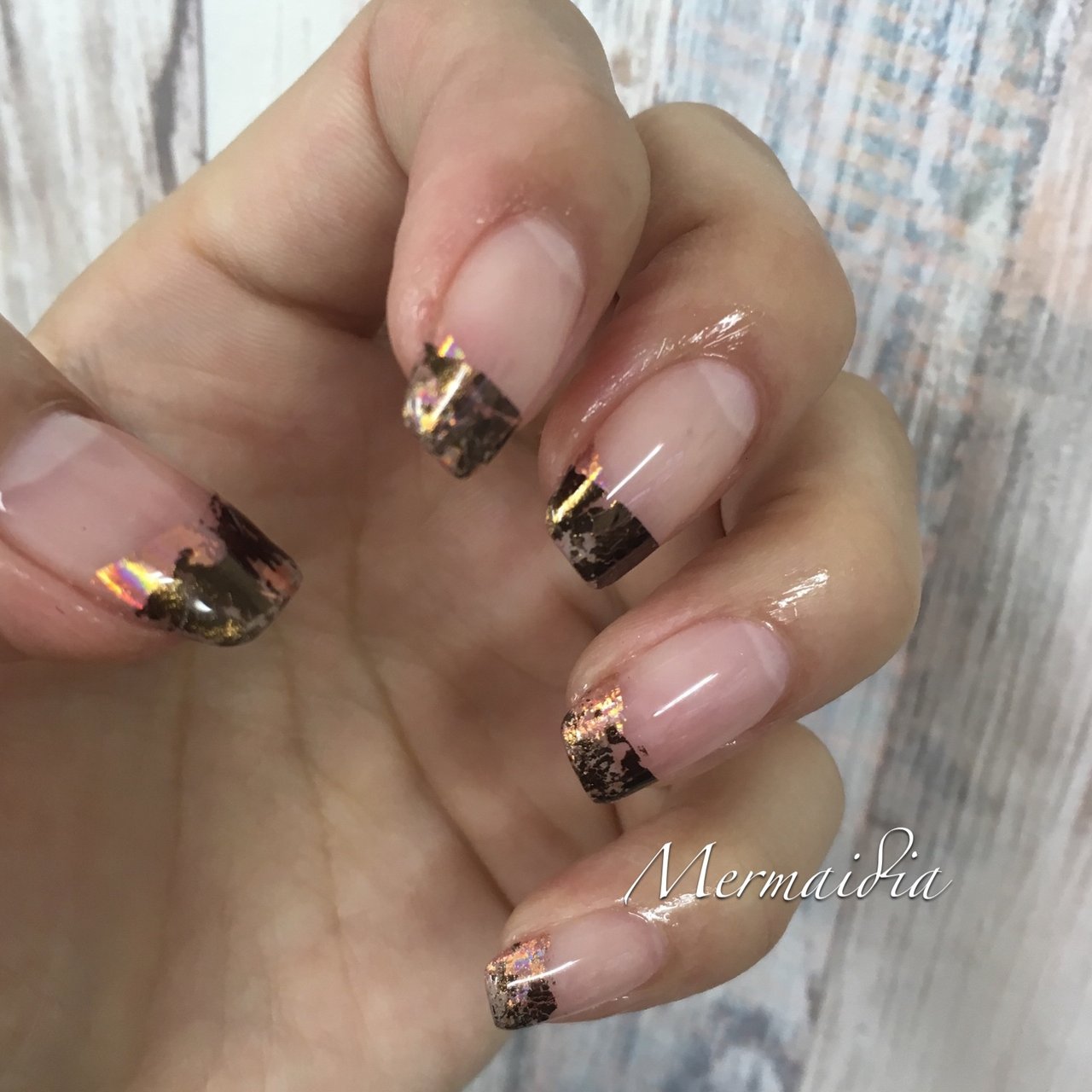 秋 冬 ハンド フレンチ ブラウン Nail Salon Mermaidiaのネイルデザイン No ネイルブック