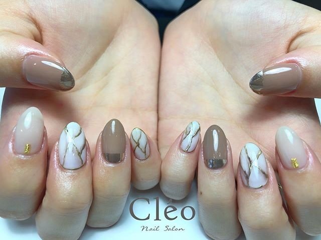 秋 冬 ハンド ワンカラー 大理石 Nailsalon Cleoのネイルデザイン No ネイルブック