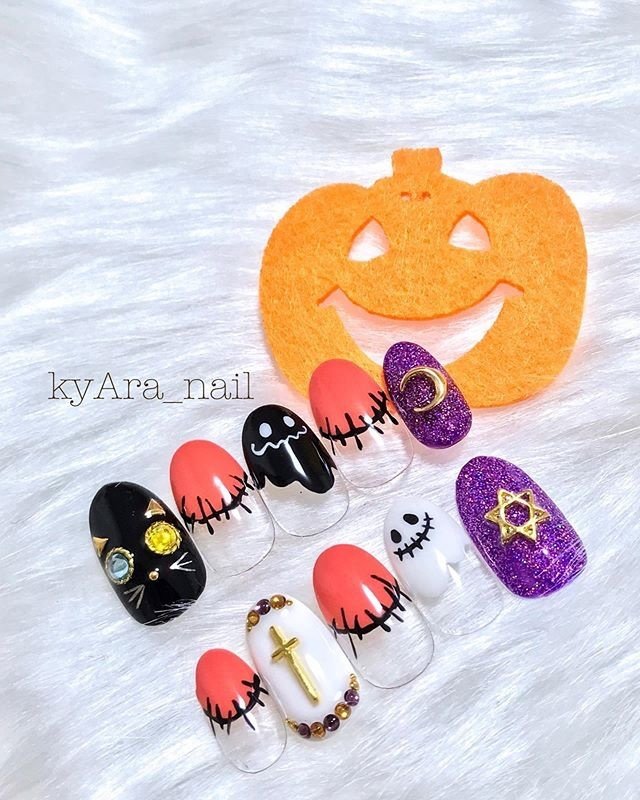 秋 ハロウィン パーティー ハンド フレンチ Kyara Nailのネイルデザイン No ネイルブック