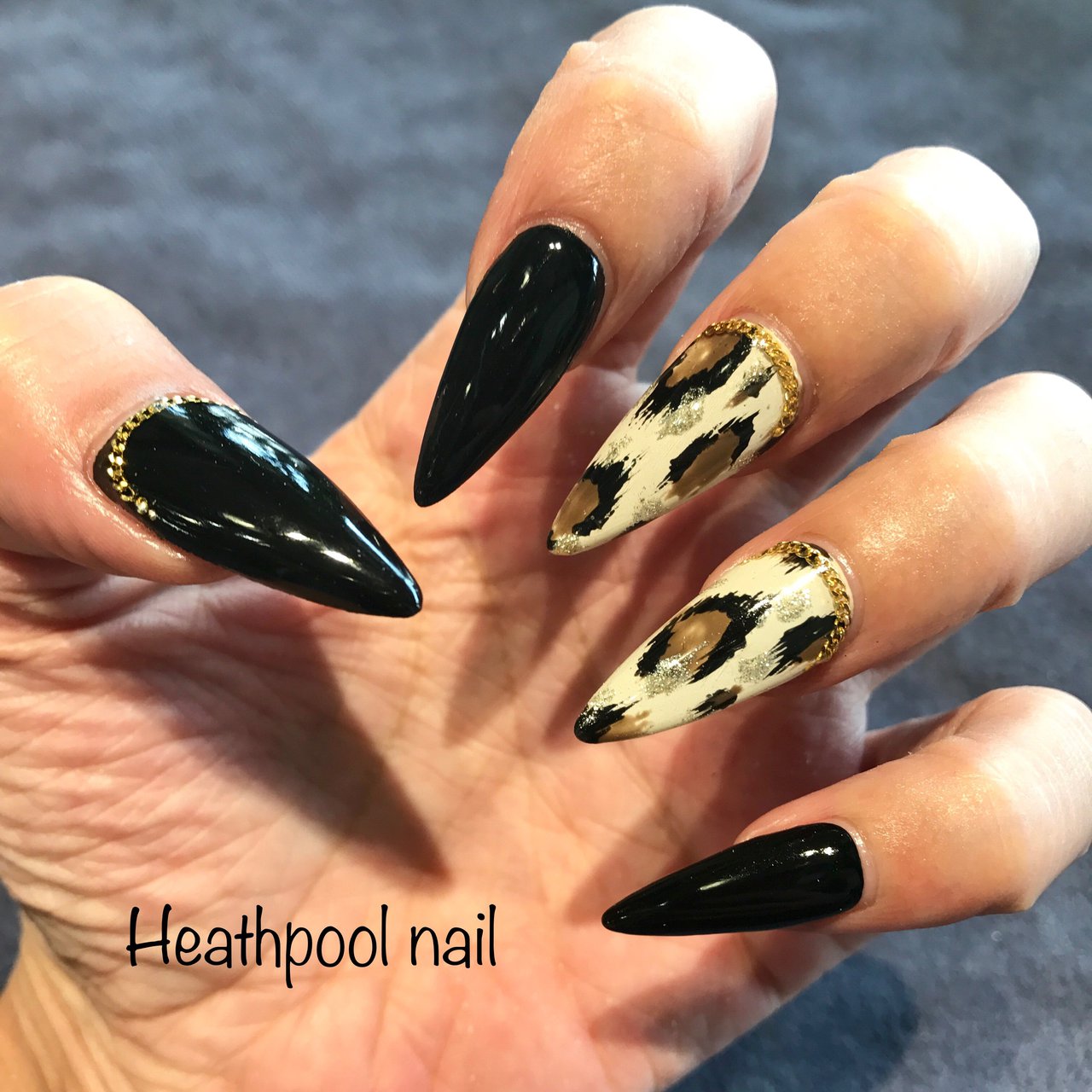 ハンド ラメ ワンカラー チェーン レオパード Heathpoolnailのネイルデザイン No ネイルブック