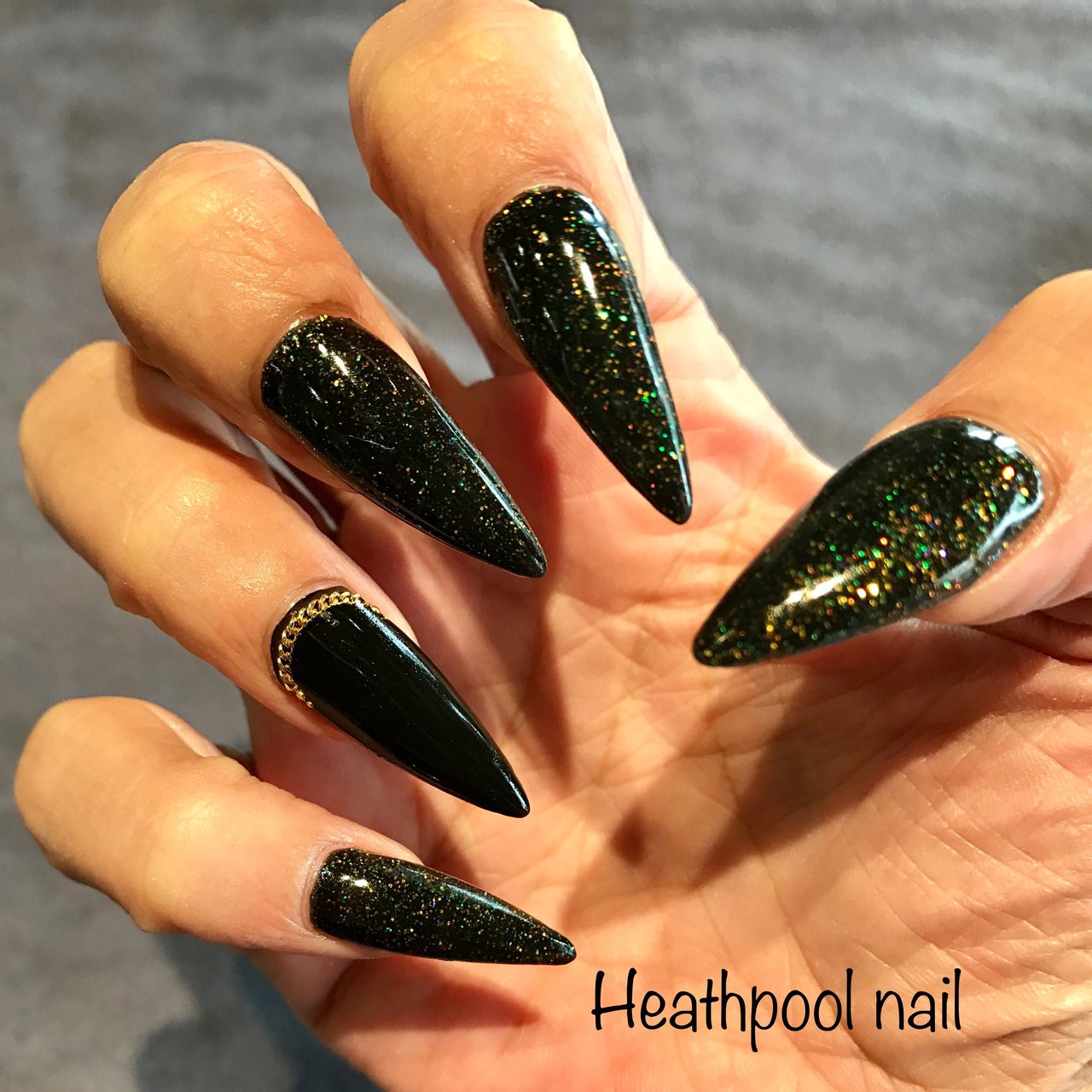 ハンド ラメ ワンカラー チェーン レオパード Heathpoolnailのネイルデザイン No ネイルブック