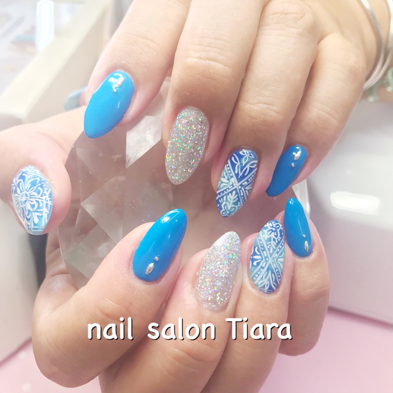 ハンド ブルー ジェル お客様 Nail Salon Tiaraのネイルデザイン No ネイルブック