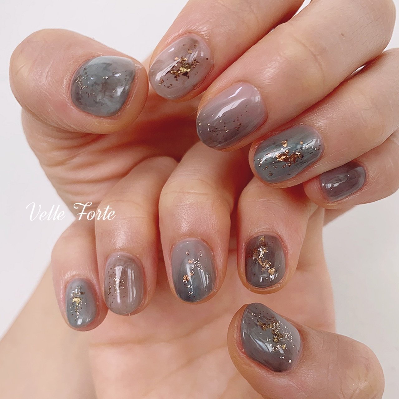 秋 ハンド ニュアンス ショート ブルー Nail73のネイルデザイン No ネイルブック