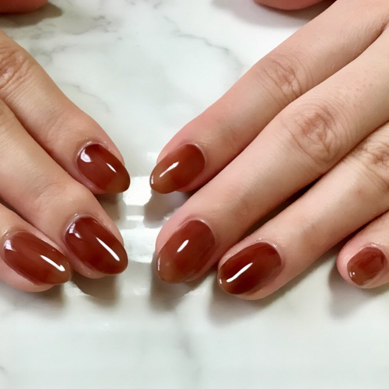 秋 シンプル ワンカラー クリア ブラウン Nail Salon Kapaliliのネイルデザイン No ネイルブック