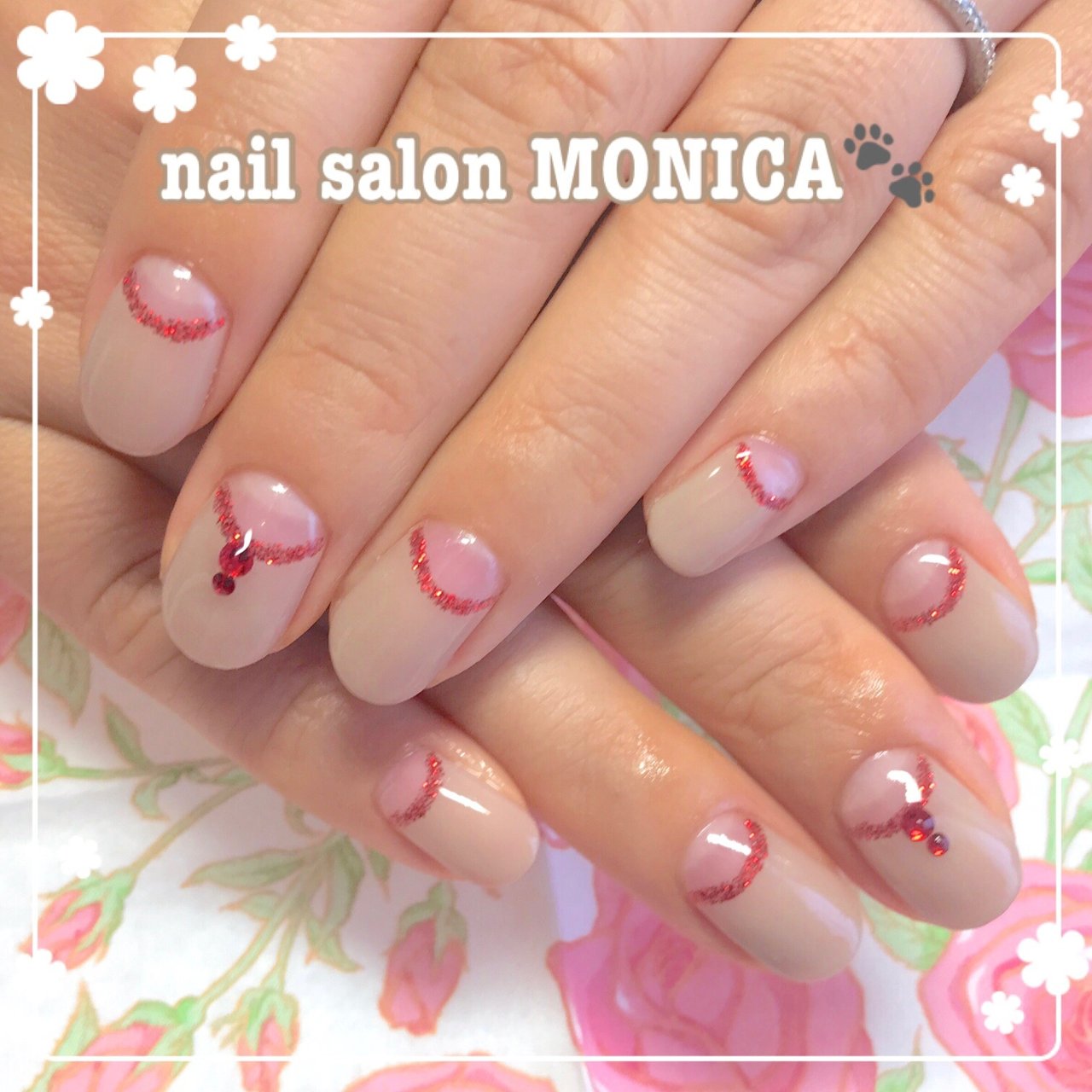 秋 ハンド フレンチ ミディアム グレージュ Nail Salon Monica のネイルデザイン No ネイルブック