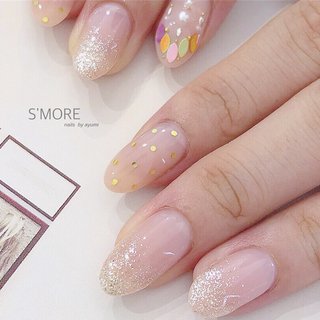 人気順 ドット ベージュ ラメグラのネイルデザイン ネイルブック