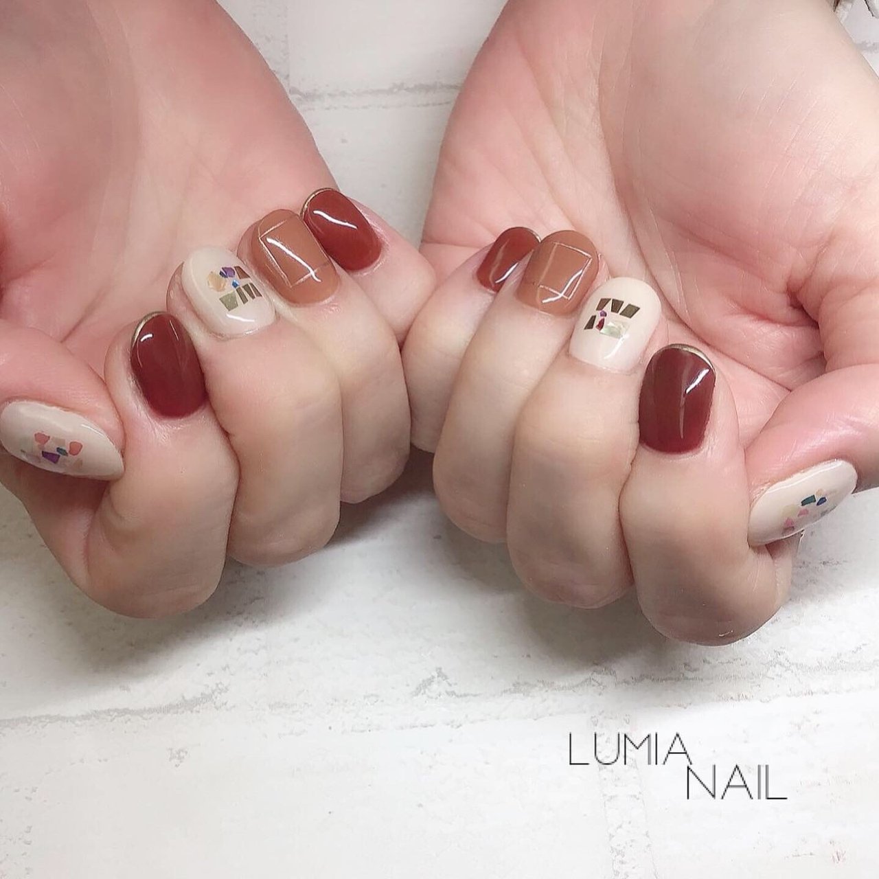 秋 ハンド ワンカラー シェル ショート Lumianailのネイルデザイン No ネイルブック
