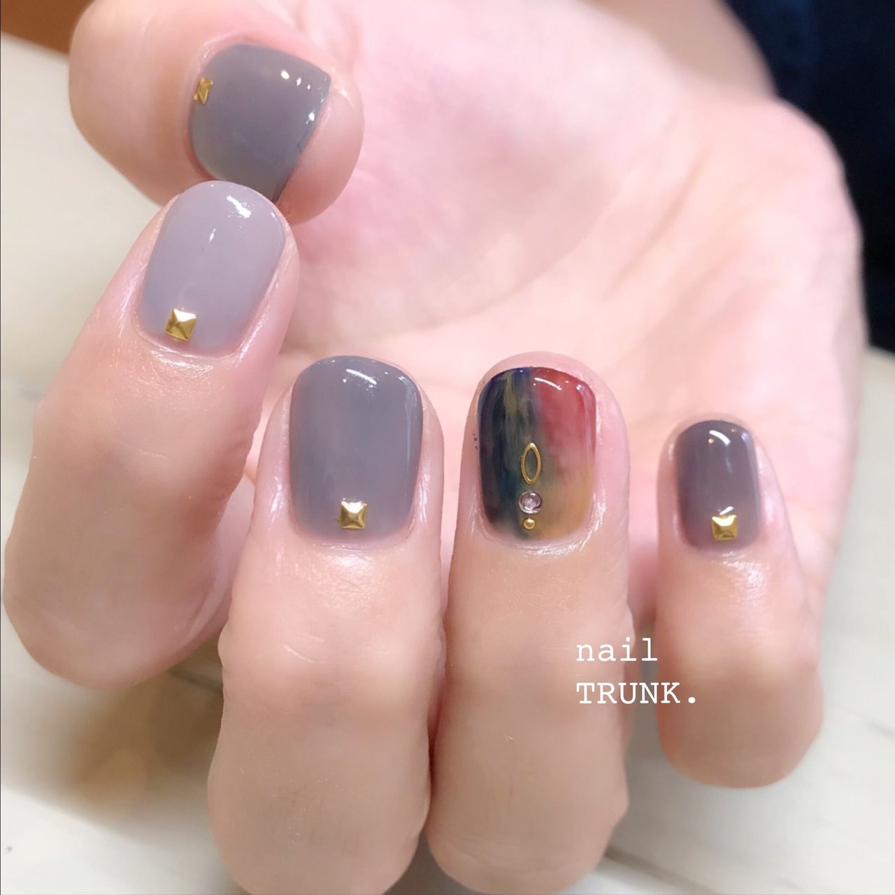 秋 ハンド マーブル グリーン ボルドー Nail Trunkのネイルデザイン No ネイルブック