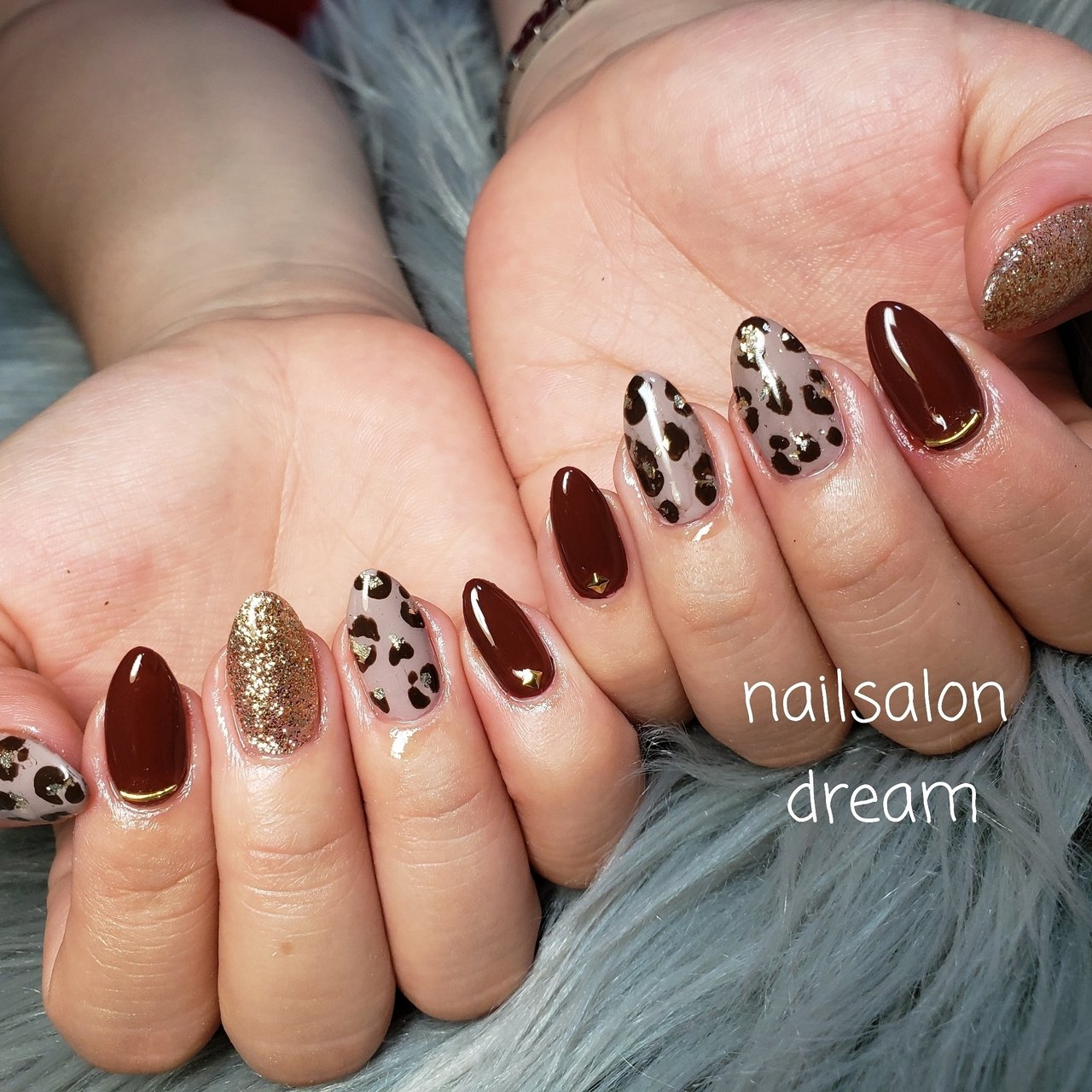 ラメ アニマル柄 レオパード ボルドー グレージュ Naildreamのネイルデザイン No ネイルブック