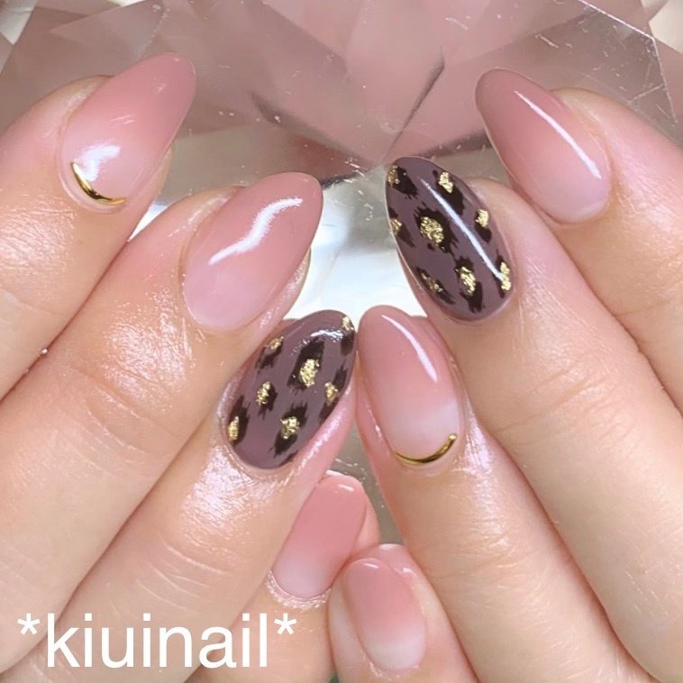 秋 ハンド グラデーション レオパード ミディアム Kiuinailのネイルデザイン No ネイルブック