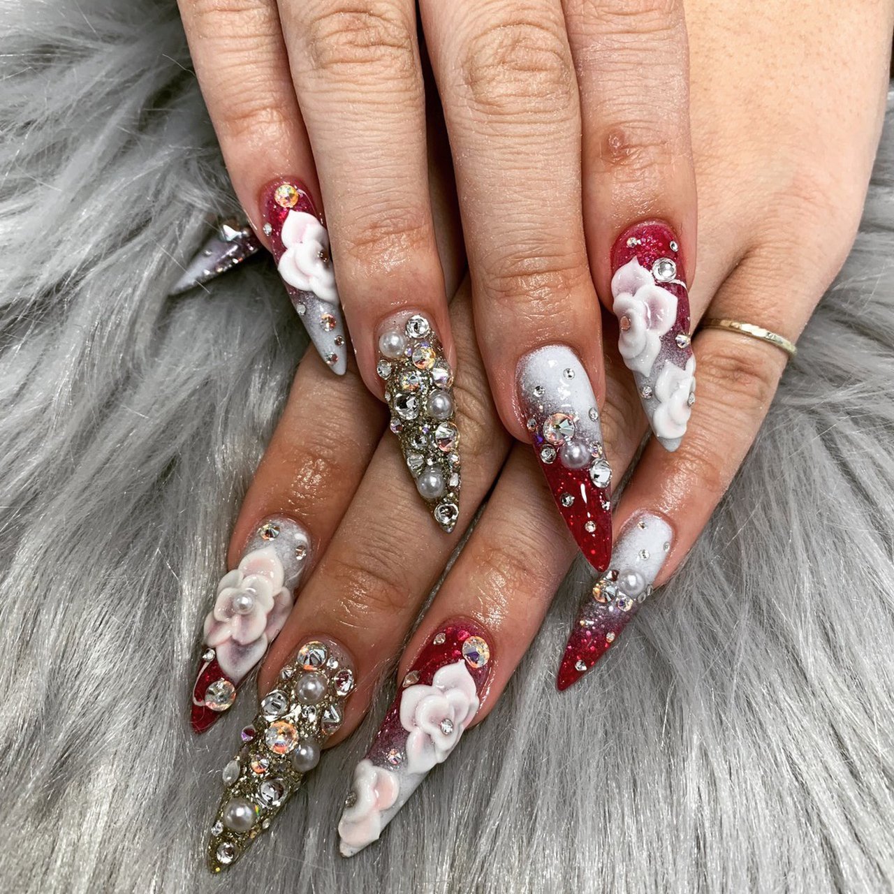 成人式 3d ロング ピンク スカルプチュア Miii のネイルデザイン No ネイルブック