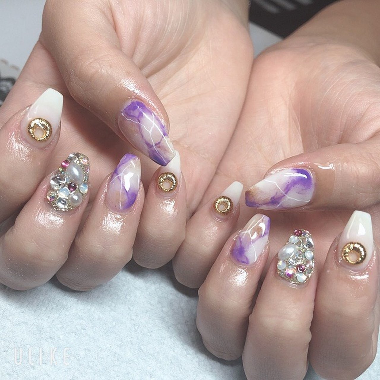 オールシーズン ハンド パール 大理石 ニュアンス たまごのネイルデザイン No ネイルブック