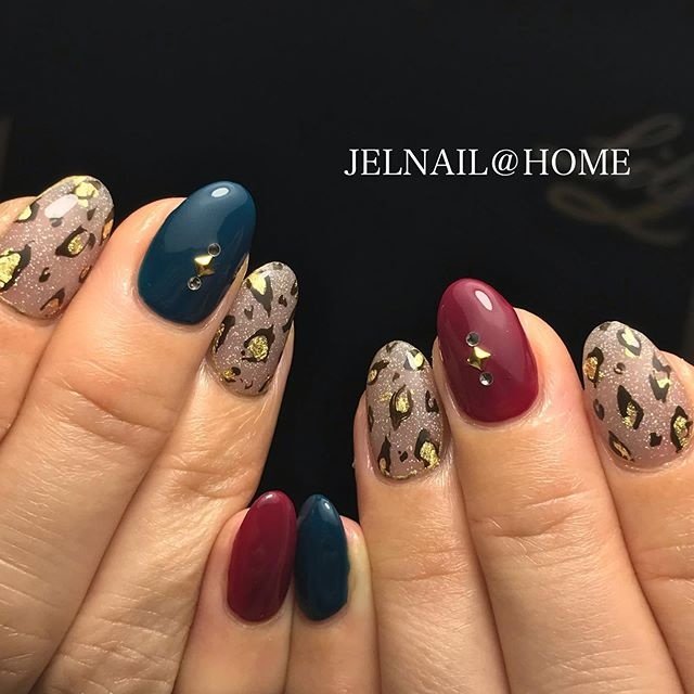 秋 ハンド ラメ アニマル柄 レオパード Jelnail Homeのネイルデザイン No ネイルブック