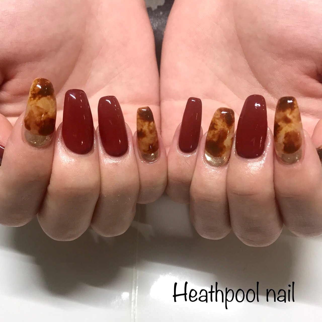 ハンド ワンカラー べっ甲 ミラー ベージュ Heathpoolnailのネイルデザイン No ネイルブック