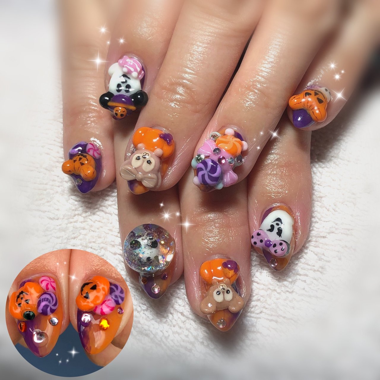 秋 ハロウィン ハンド オレンジ パープル Nail Sakiのネイルデザイン No 4678450 ネイルブック