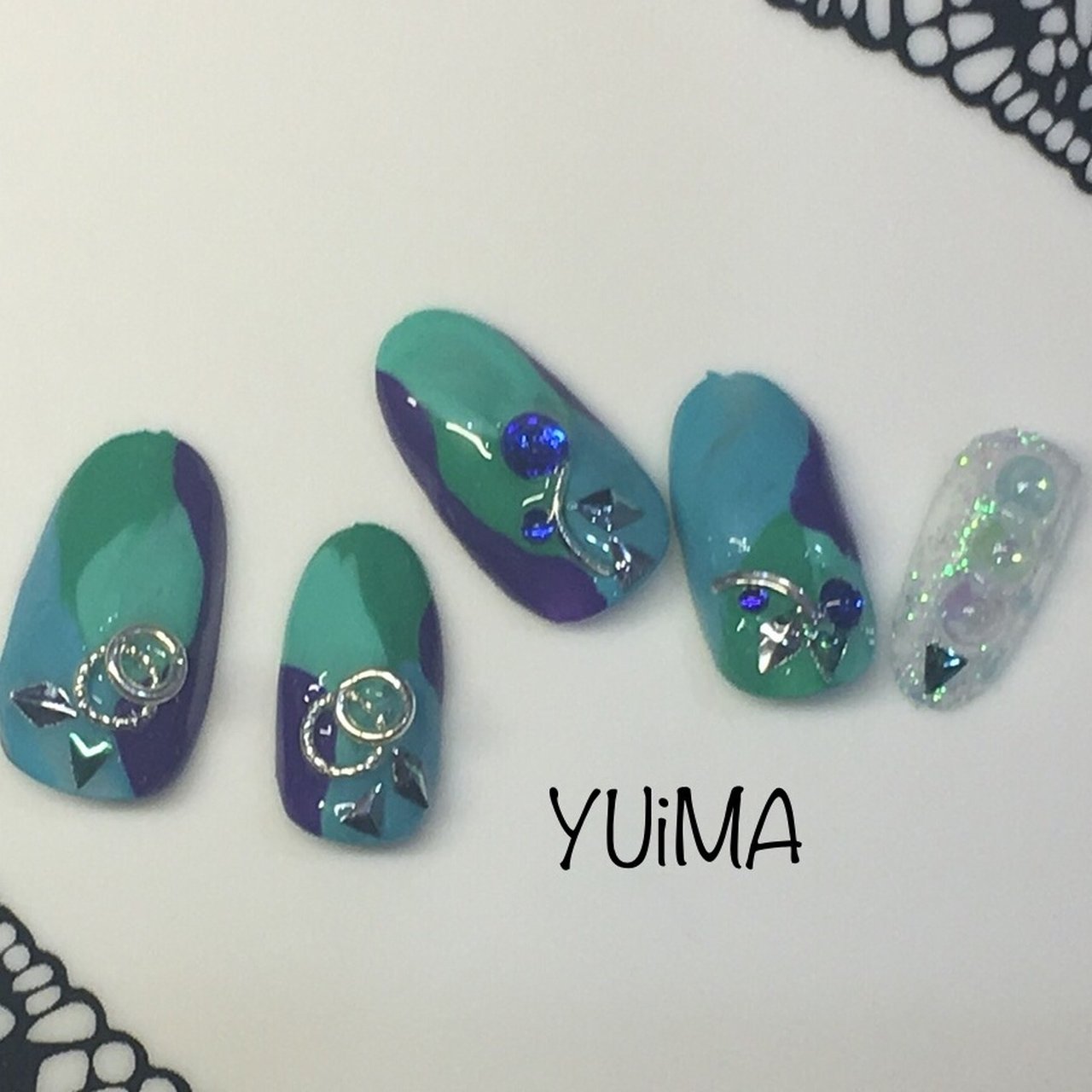 オールシーズン ハンド グラデーション ミディアム ターコイズ Yuimaのネイルデザイン No ネイルブック