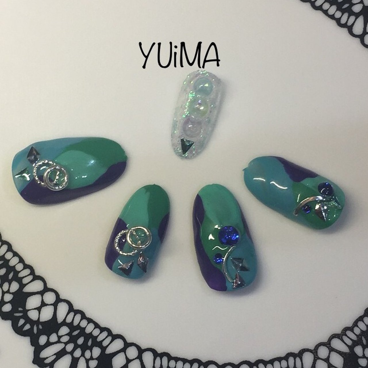 オールシーズン ハンド グラデーション ミディアム ターコイズ Yuimaのネイルデザイン No ネイルブック