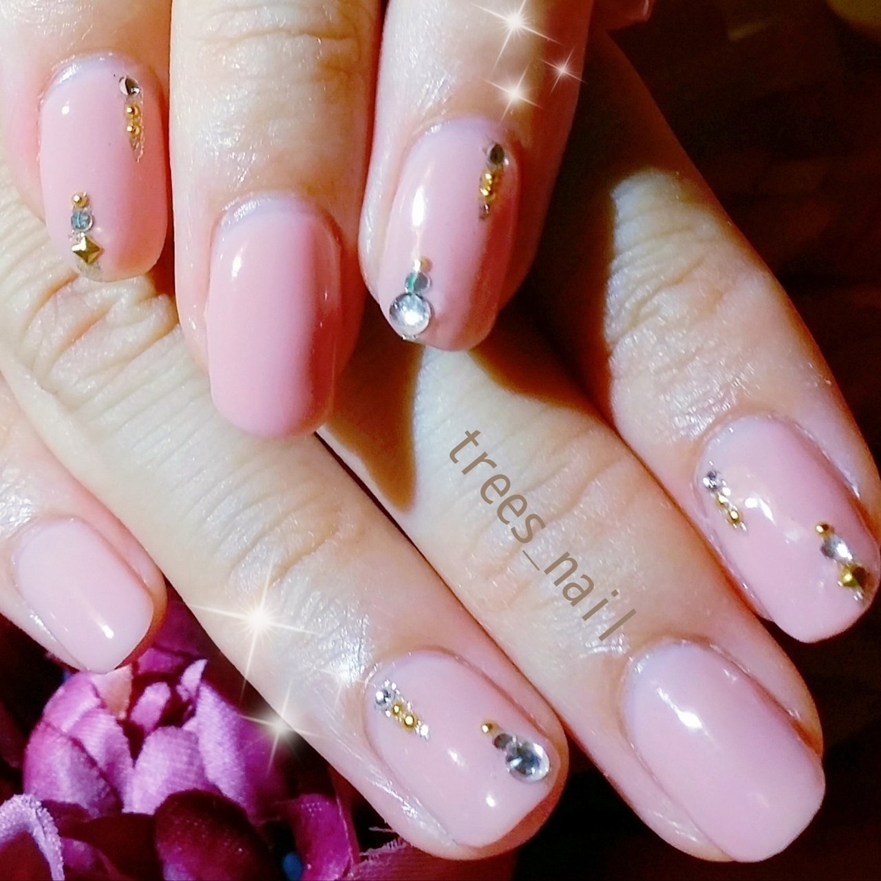 オールシーズン ハンド シンプル ワンカラー ピンク Trees Nailのネイルデザイン No ネイルブック