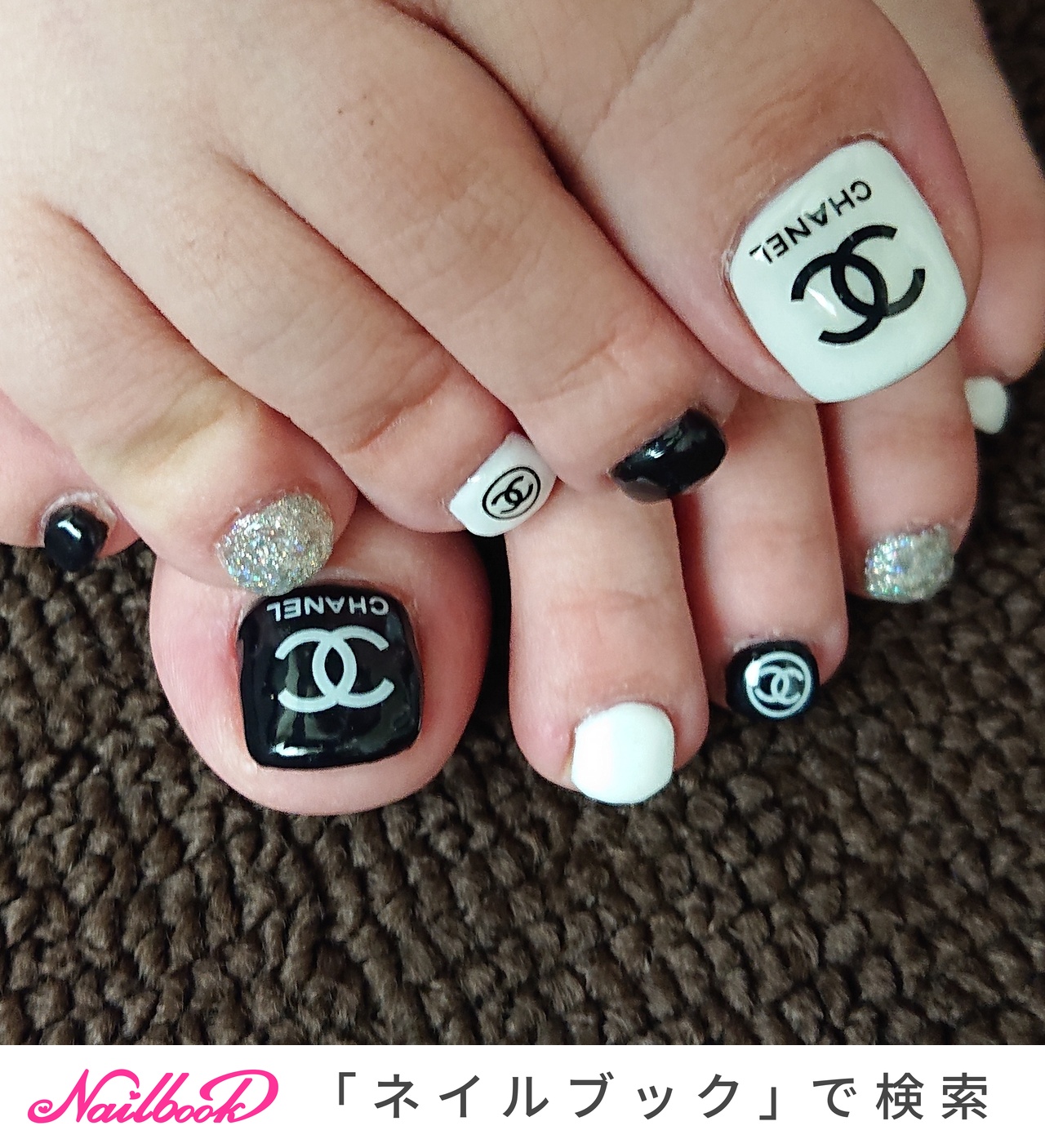 フット シンプル ブランド柄 ホワイト ブラック なおちんのネイルデザイン No ネイルブック
