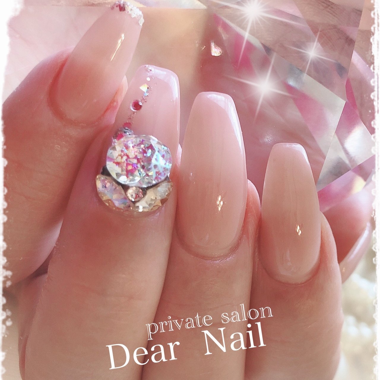 オールシーズン ハンド ラメ ワンカラー ビジュー Dearnail39のネイルデザイン No ネイルブック