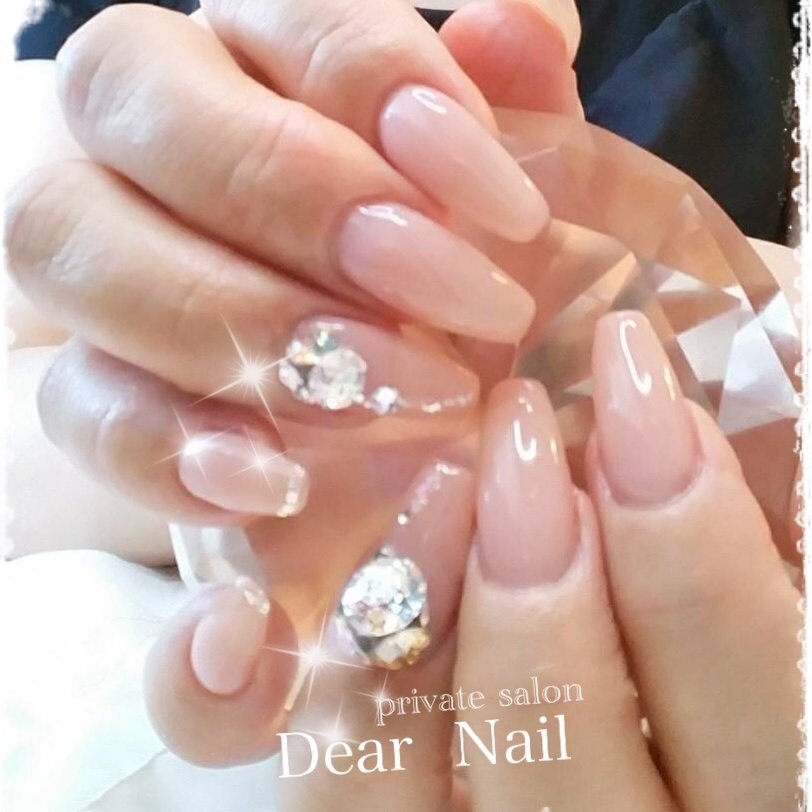 オールシーズン ハンド ラメ ワンカラー ビジュー Dearnail39のネイルデザイン No ネイルブック