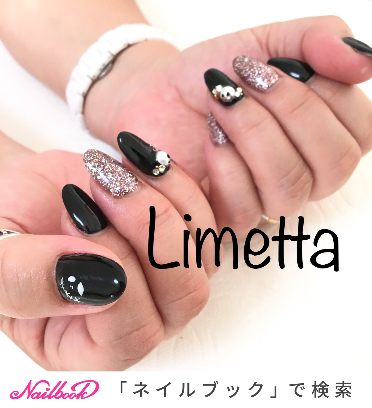 ネイル ブラックラメ☆ 2025年秋】ラメのブラックネイルデザイン[ネイルデザイン