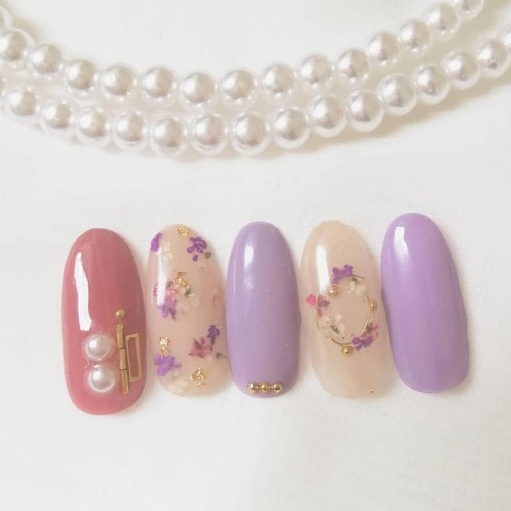 秋 オールシーズン ハンド シンプル フラワー Riru Nailのネイルデザイン No ネイルブック