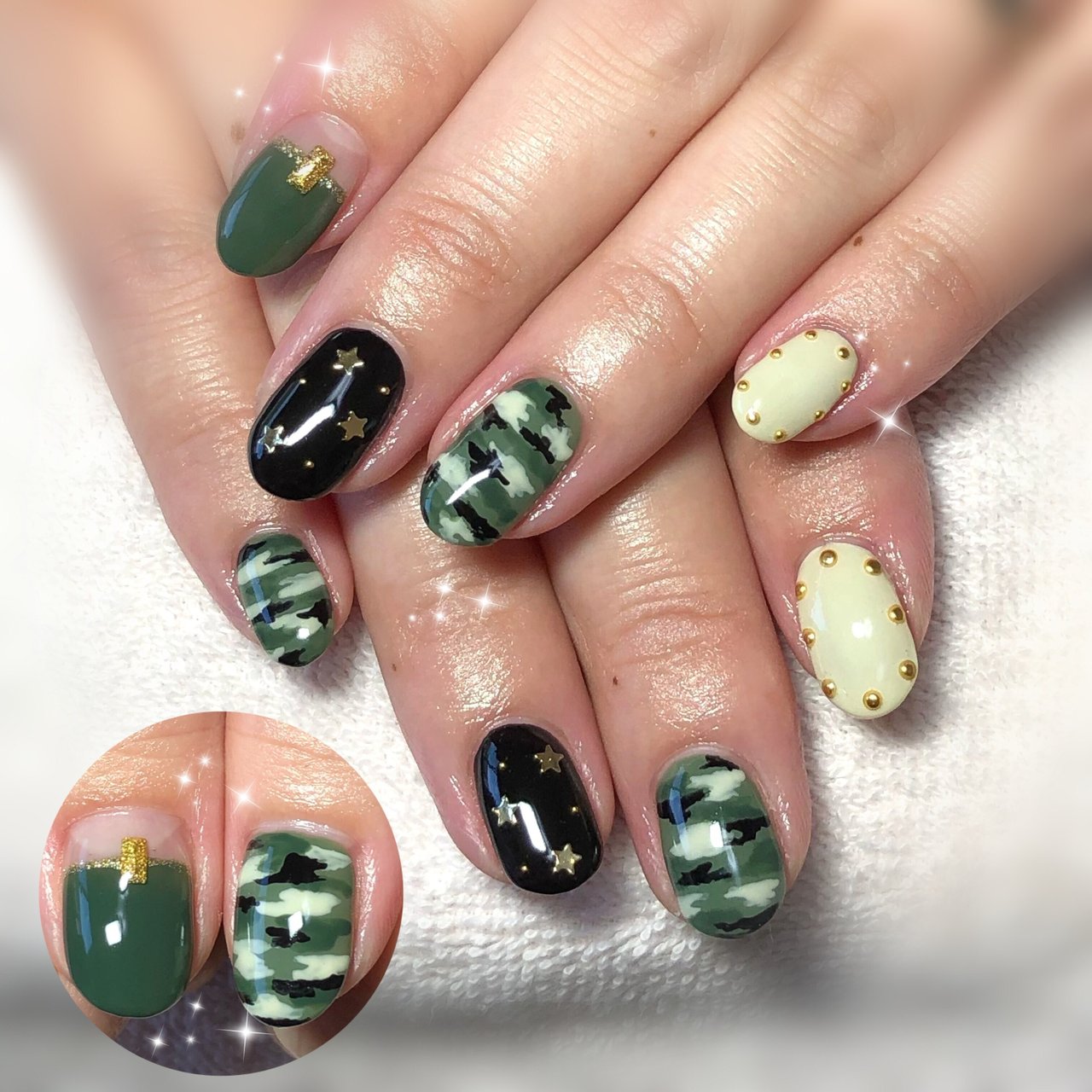 秋 冬 ハンド 星 グリーン Nail Sakiのネイルデザイン No ネイルブック