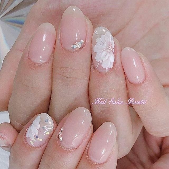 オールシーズン オフィス ハンド ワンカラー フラワー Nail Salon Rose 56のネイルデザイン No ネイルブック