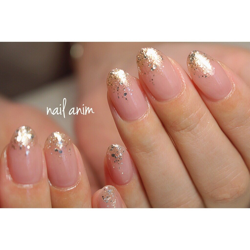 オールシーズン ハンド シンプル ラメ ミディアム Nail Animのネイルデザイン No ネイルブック