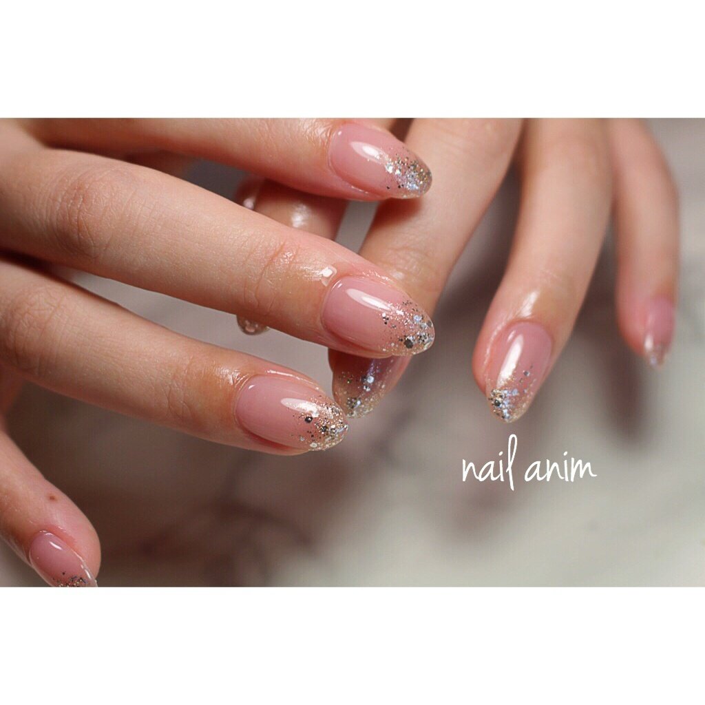 オールシーズン ハンド シンプル ラメ ミディアム Nail Animのネイルデザイン No ネイルブック