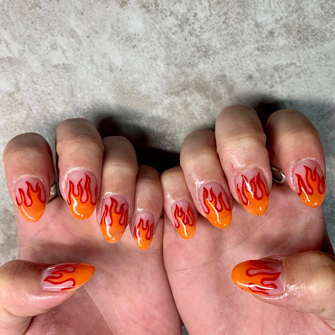 ハンド ミディアム クリア オレンジ ジェルネイル Nail Atelier Oukaのネイルデザイン No ネイルブック