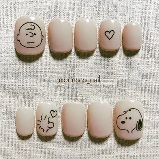 人気順 ベージュ ヌーディー スヌーピーネイルのネイルデザイン ネイルブック