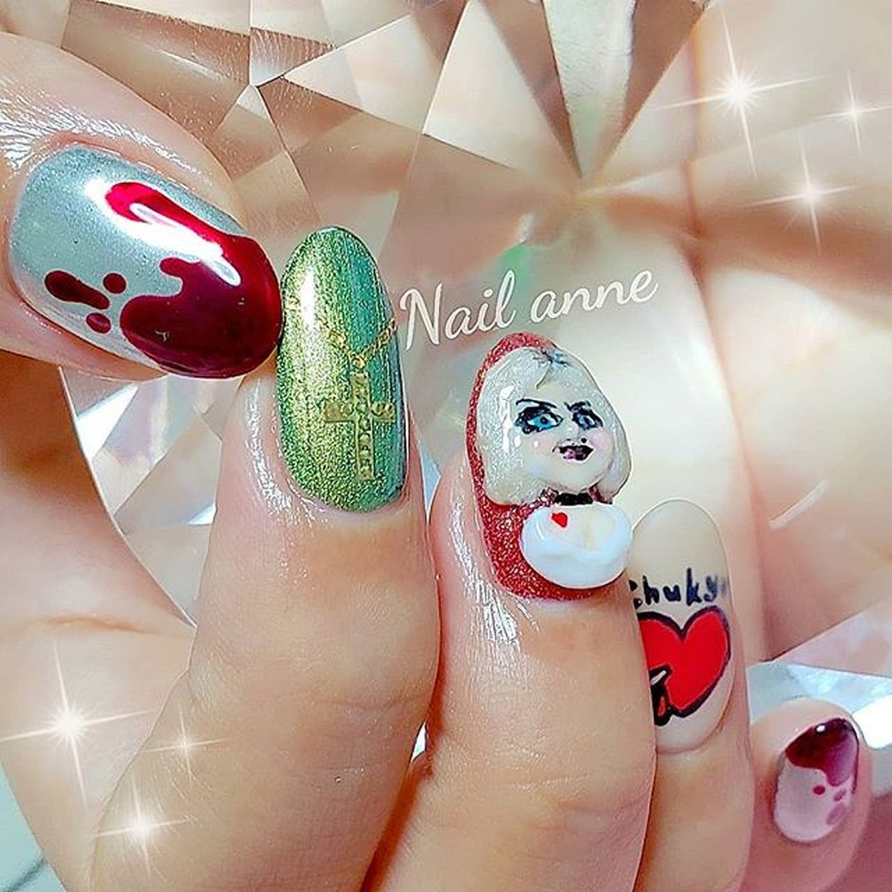 ハロウィン/ハンド/キャラクター/ミディアム/カラフル - Nail anneの