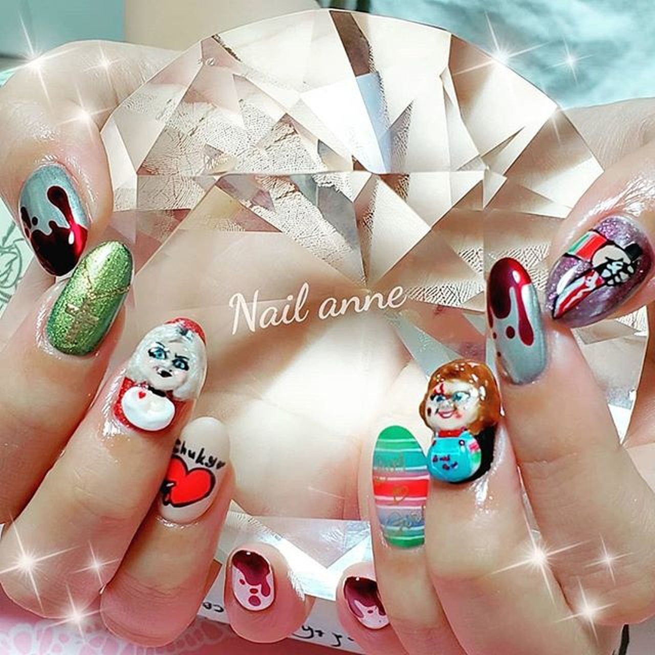 ハロウィン/ハンド/キャラクター/ミディアム/カラフル - Nail anneの