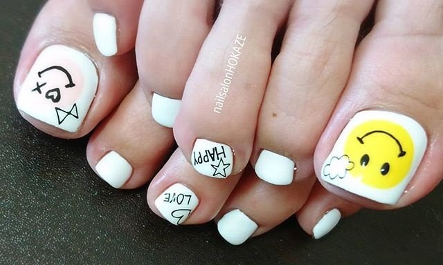 フット ホワイト ピンク ペディキュア お客様 Nailsalon Hokazeのネイルデザイン No ネイルブック