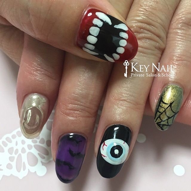 秋 ハロウィン ハンド ミラー ロック Keyのネイルデザイン No ネイルブック